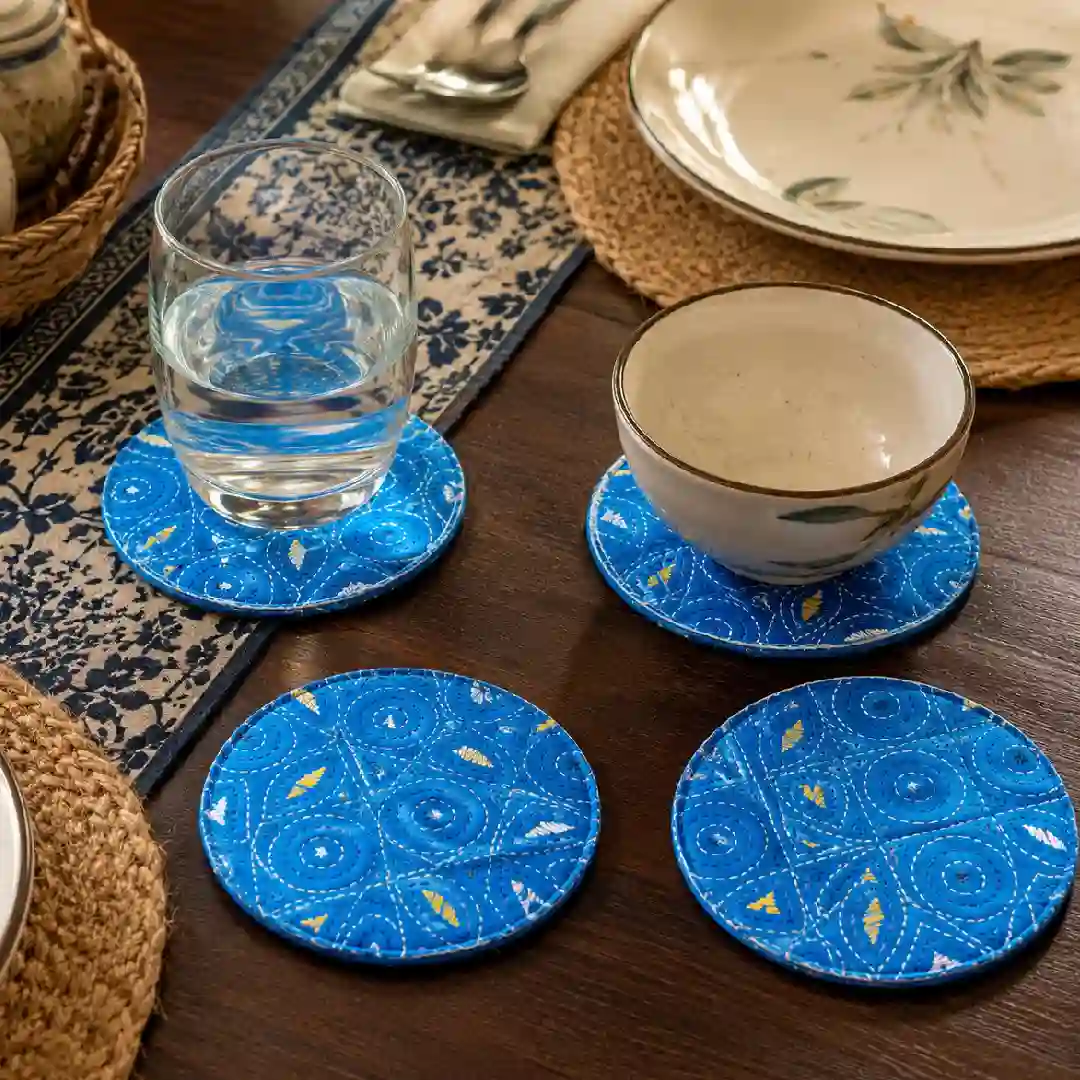 Artisan Kantha Embroidered Coaster Set