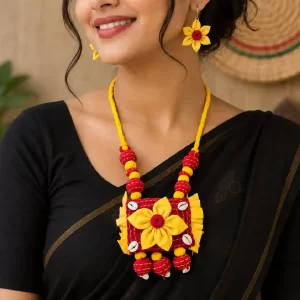 Handcrafted Elegant Kantha Stitch Necklace Set