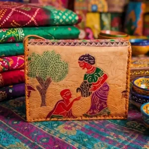Shantiniketan Leather Folk Art Bag