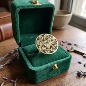 Dokra Floral Spiral Adjustable Ring