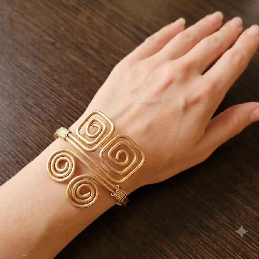 Handcrafted Brass Spiral Cuff Bangle