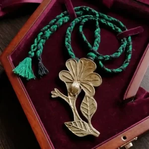 Golden Blossom Dokra Floral Pendant Necklace