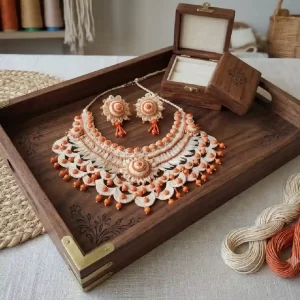 Stunning Jute Floral Statement Necklace Set