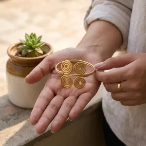 Brass Modern Geometric Cuff Bangle