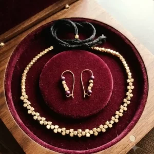 HANDCRAFTED DOKRA CLUSTER BEADS NECKLACE WITH EARRING