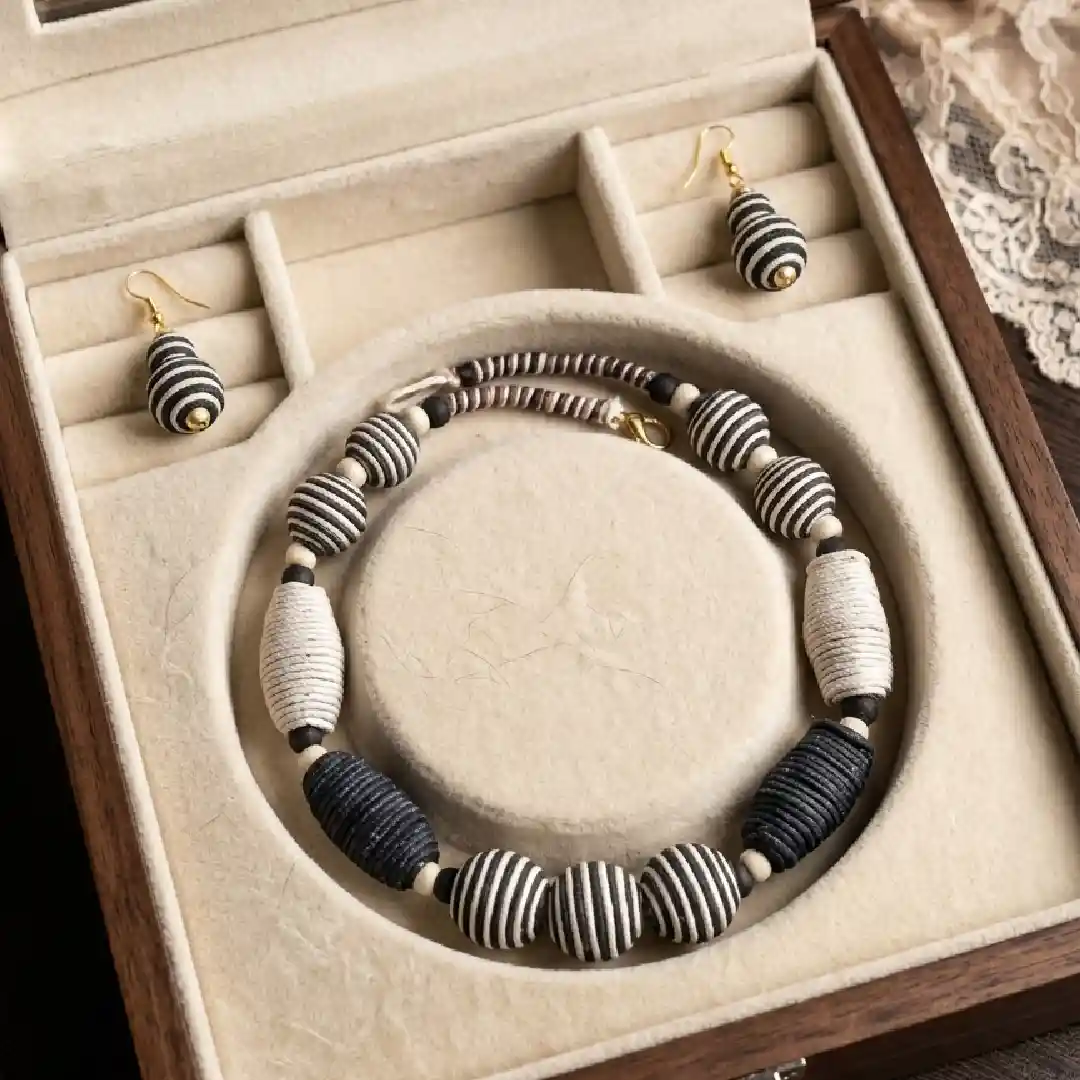 Sustainable Handmade Jute Beaded Jewellery Set