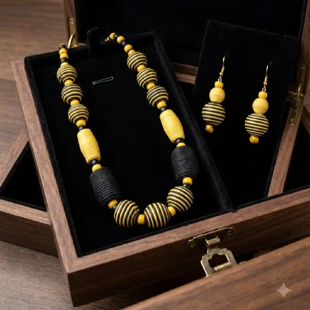 Premium Handmade Jute Beaded Jewellery Set