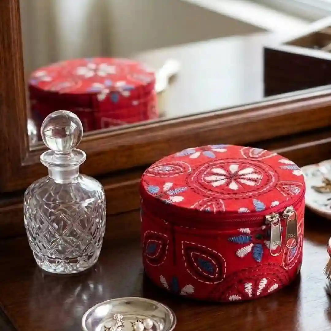 Colourful Kantha Embroidered Jewellery Box