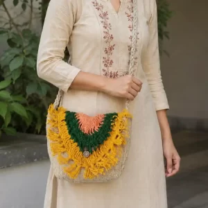 Multicolour Handcrafted Jute Sling Bag