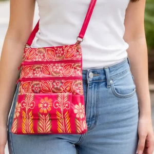 Vibrant Batik Elegance Shantiniketan Leather Sling Bag