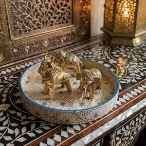 Assorted Dokra Animal Figurine with Decorative Tray