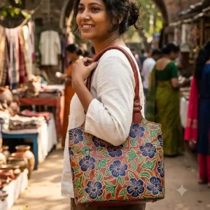 Heritage Charm Shantiniketan Leather Shoulder Bag